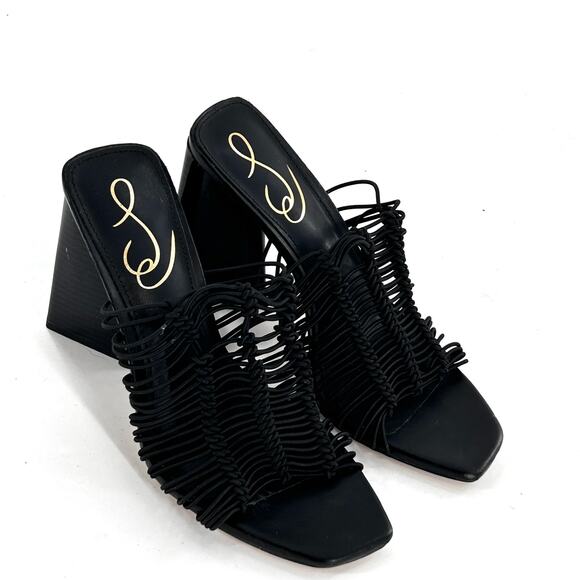 Sam Edelman Laurette Heels 6.5 Black NWOT Sandals Strappy Square Toe 90s Mules - Picture 7 of 8